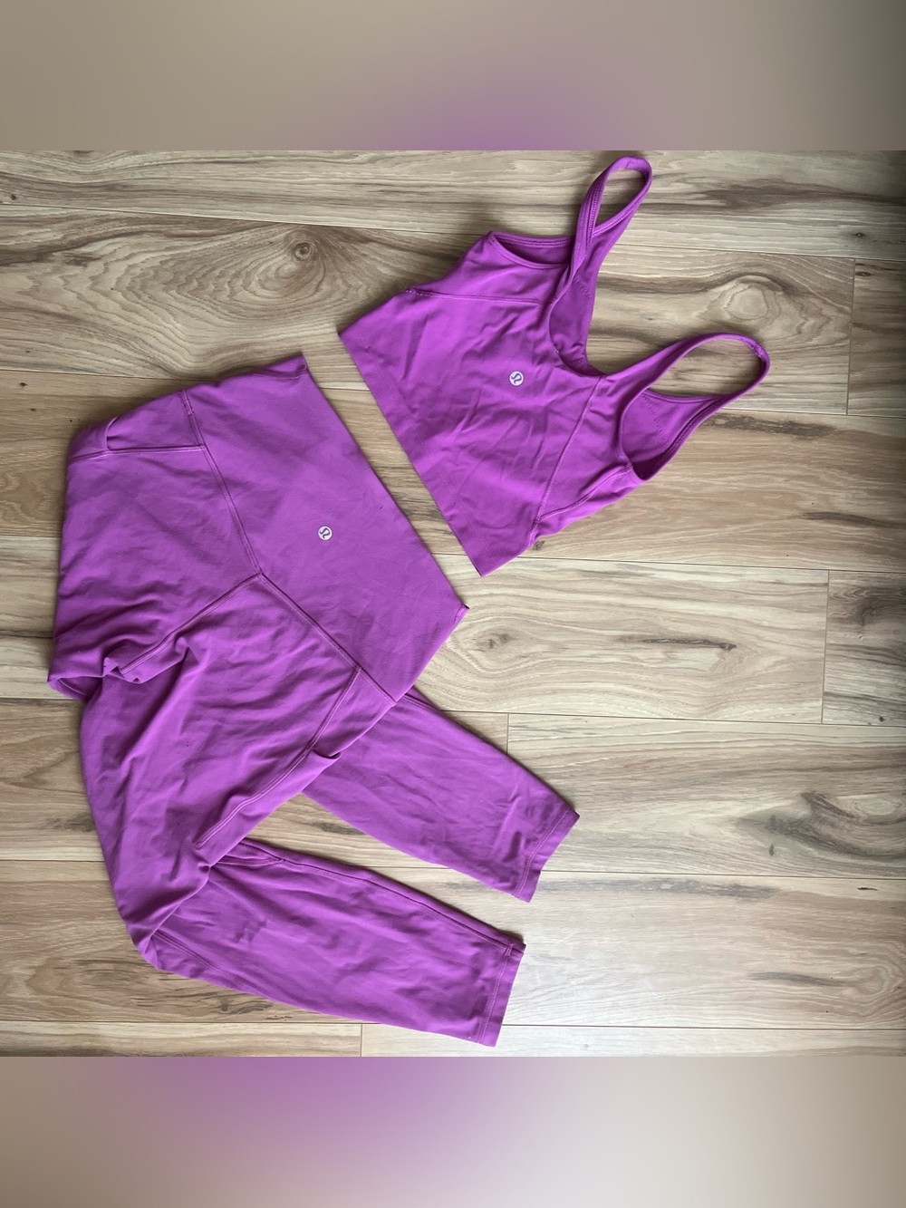 lululemon athletica Bright Purple Women's Leggings and Scoop Sports Bra Set